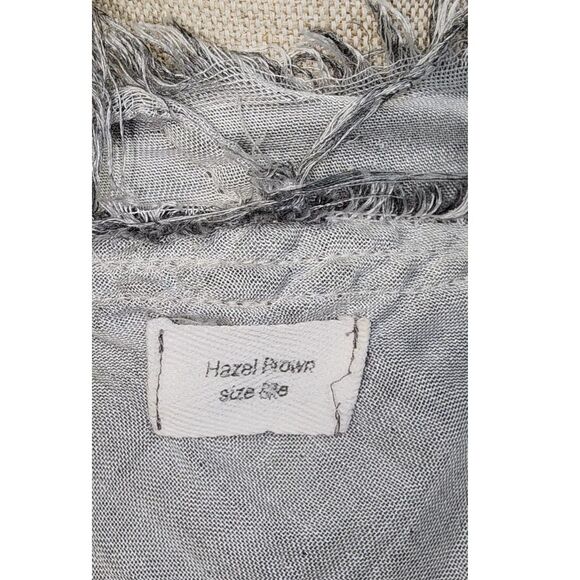 Hazel Brown Sleeveless Fringed Grey Cardigan Size Small - Picture 7 of 7
